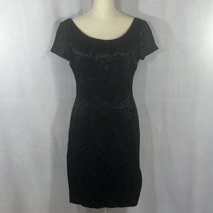 Carmen Marc Volvo Classic Black on Black Floral Print Short Sleeve Dress…